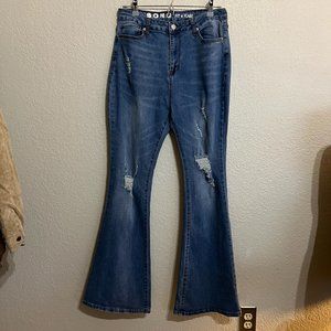 SONG High Rise Fit & Flare Jeans